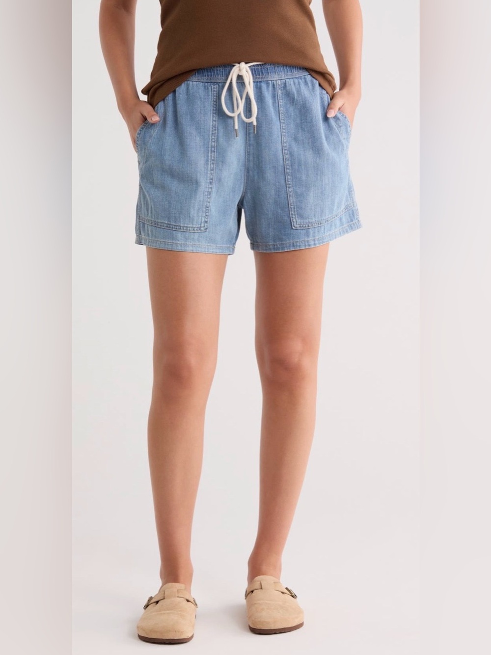 James Perse Light Blue Denim Drawstring Shorts Jorts